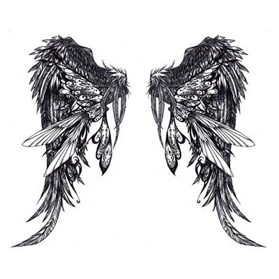 Amazing Angel Wings Heart Design Water Transfer Temporary Tattoo(fake Tattoo) Stickers NO.10858